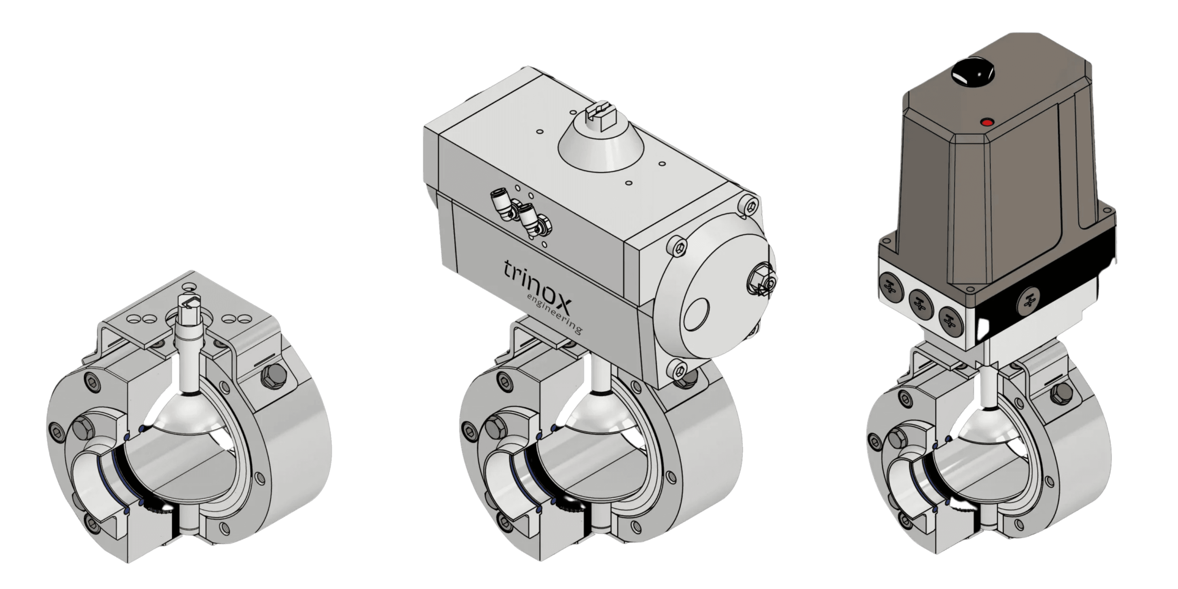 Trinox / Gulbinat sanitary ball valves in three configurations